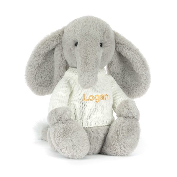 Bashful Luxe Elephant Thuddeus with Personalized Cream Jumper