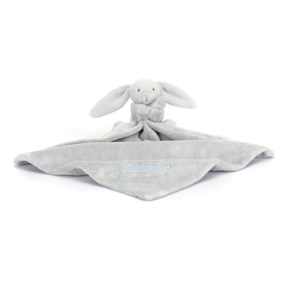 Personalized Bashful Silver Bunny Soother